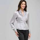 Pleated Bib Long Sleeve Shirt, , small