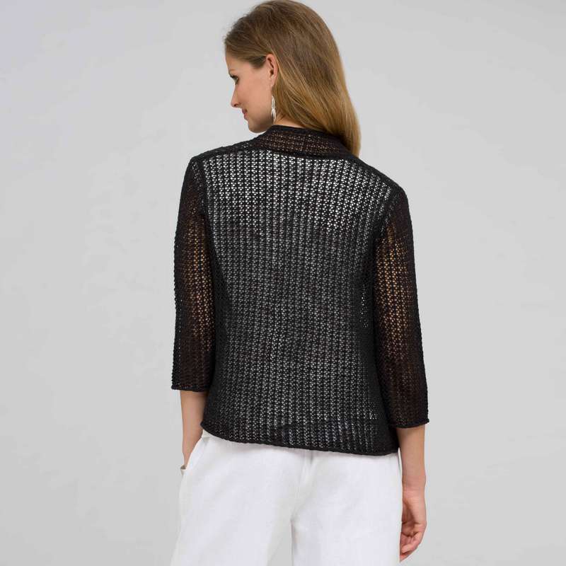 Open Front Cardigan, Black, large image number 1