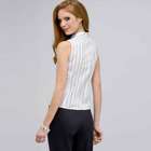 No-Iron Easy Care Double Strip Sleeveless Blouse, , small