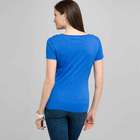 Scoop Neck Tee With Applique, Blue, small