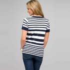 Striped Sleeve V-Neck Roll Cuff Tee, , small
