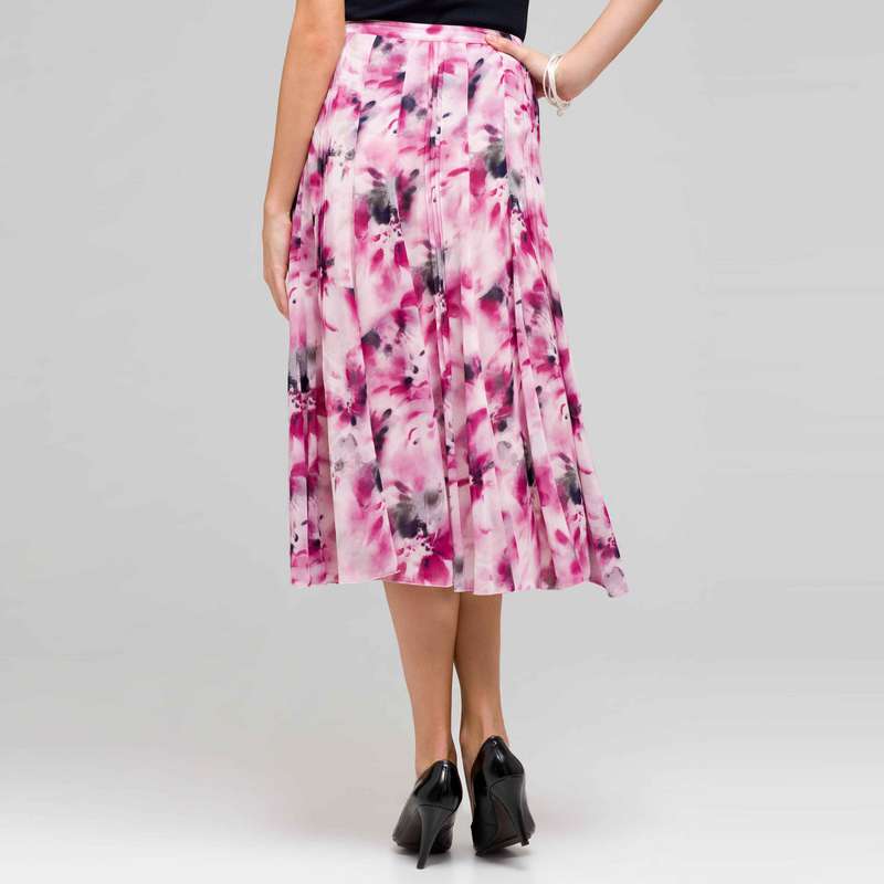 Long Floral Pintucked Skirt, Tulip Multi, large image number 1